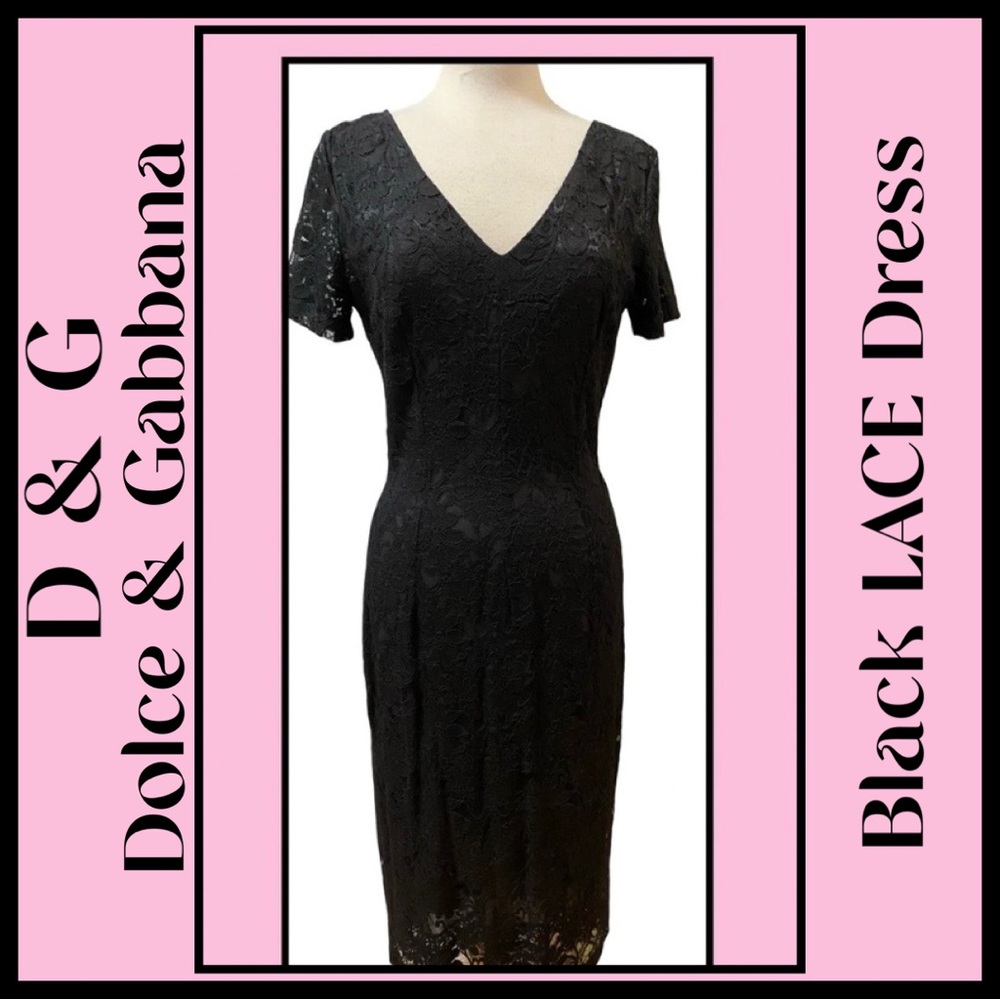 D&G ( Dolce&Gabbana) Italy Black Lace Dress 46/12 NEW